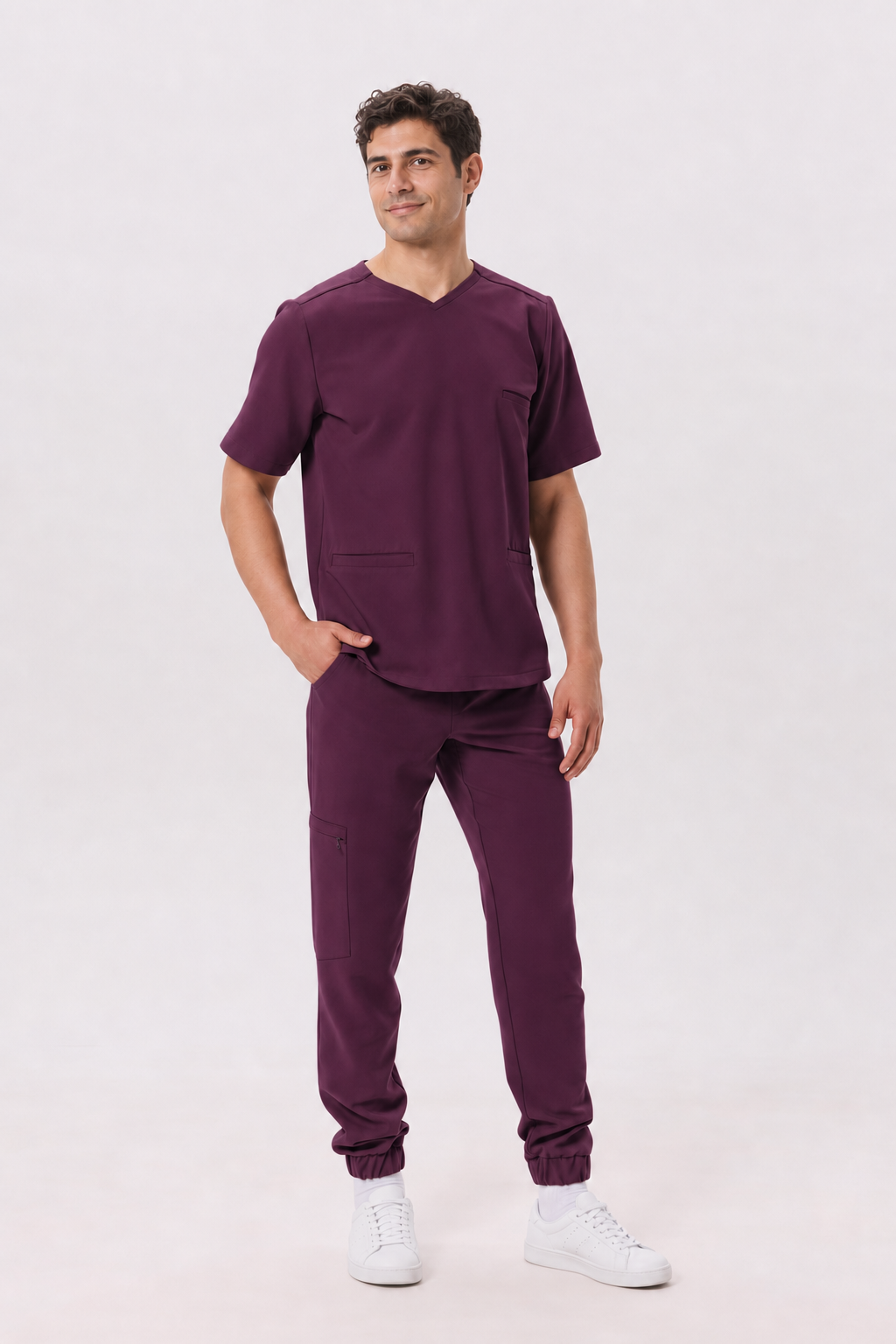 Herren Jogger-Hose Leo, Farbe aubergine, vorne