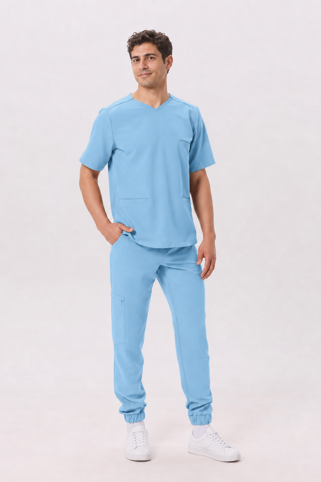 Herren Jogger-Hose Leo, Farbe himmelblau, vorne