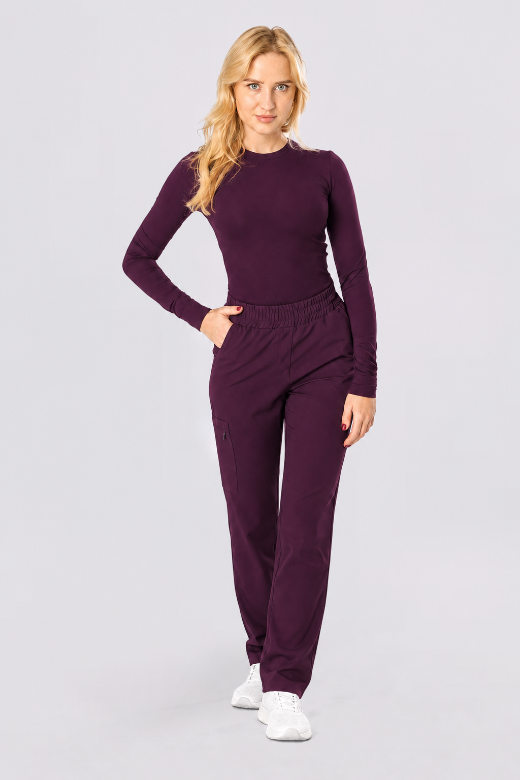 Damen Langarmshirt Lena, Farbe aubergine, vorne