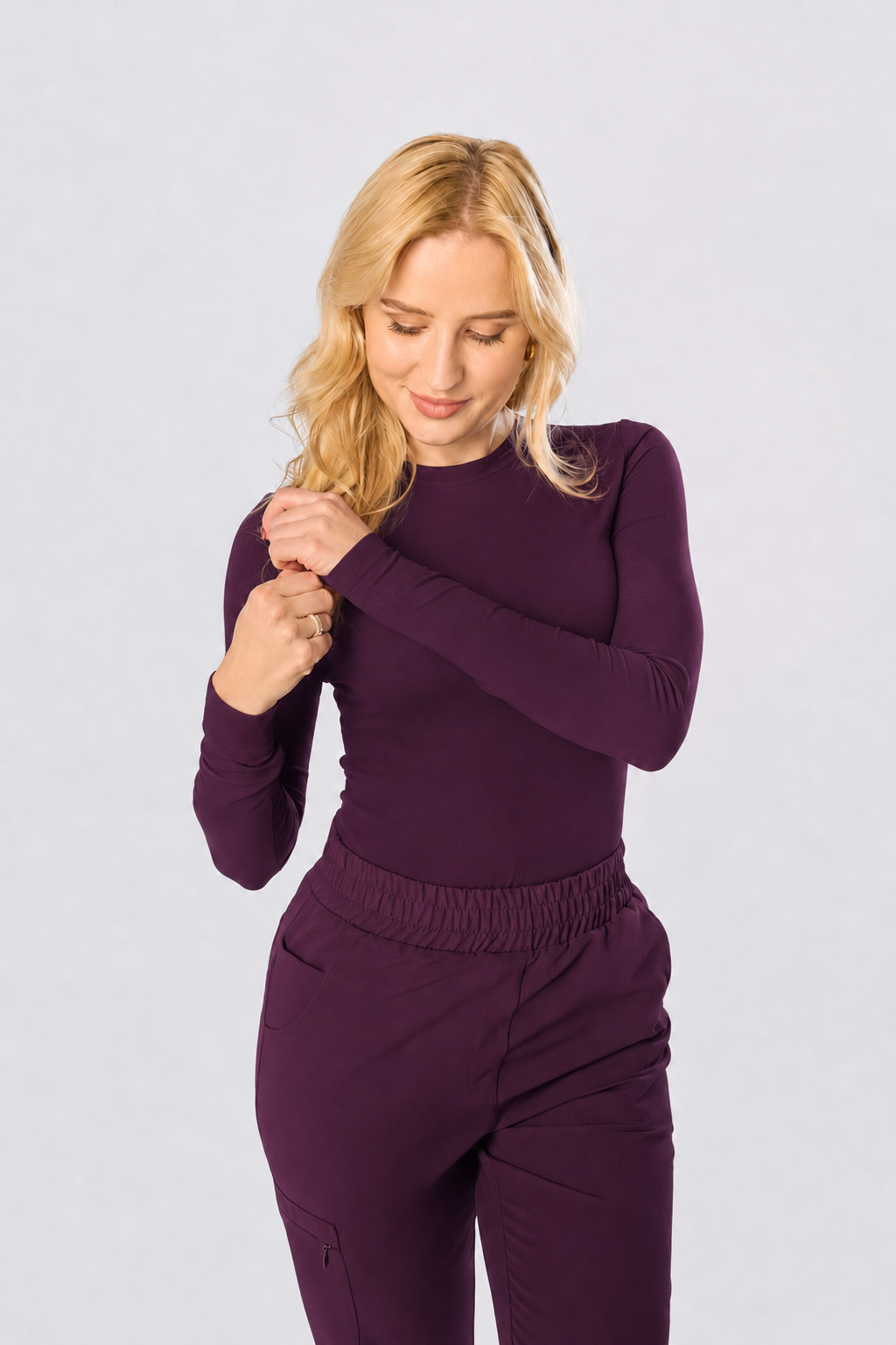 Damen Langarmshirt Lena, Farbe aubergine, vorne