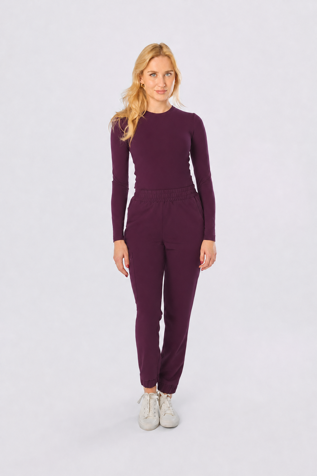 Damen Langarmshirt Lena, Farbe aubergine, vorne