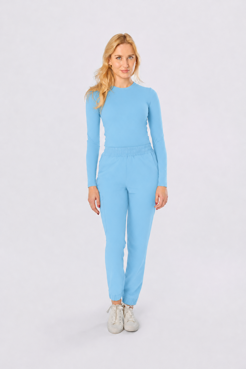 Damen Langarmshirt Lena, Farbe himmelblau, vorne