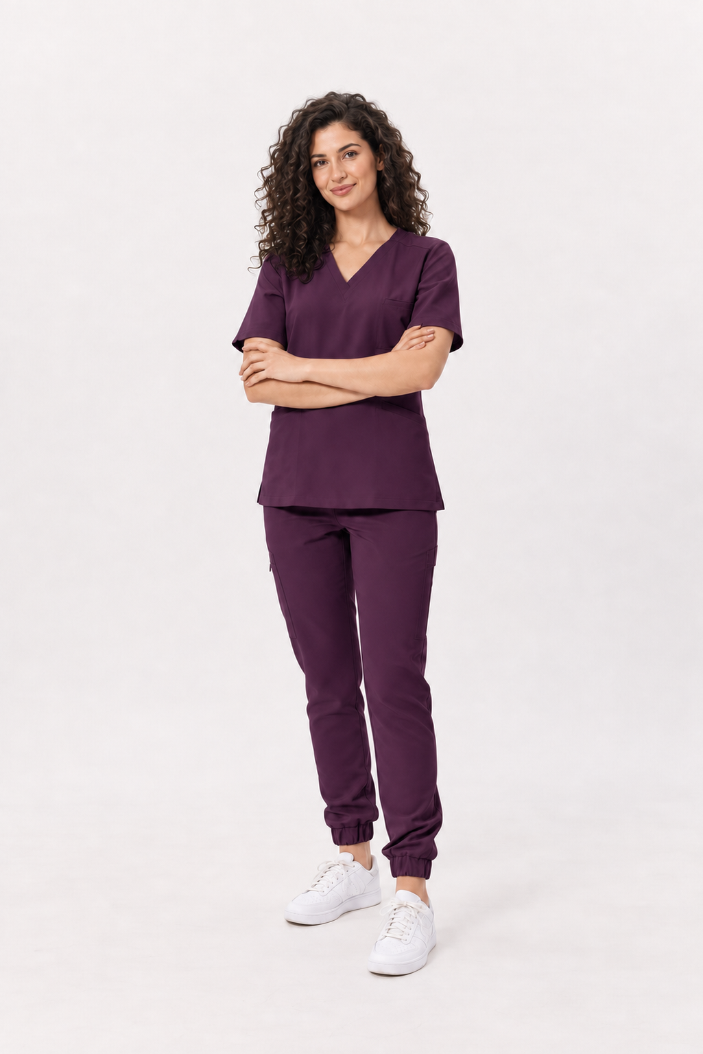 Damen Jogger-Hose Luna, Farbe aubergine, vorne