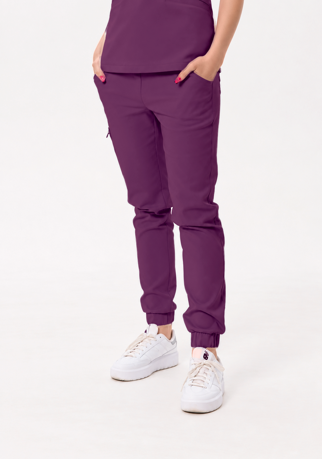 Damen Jogger-Hose Sara, Farbe pflaume, vorne