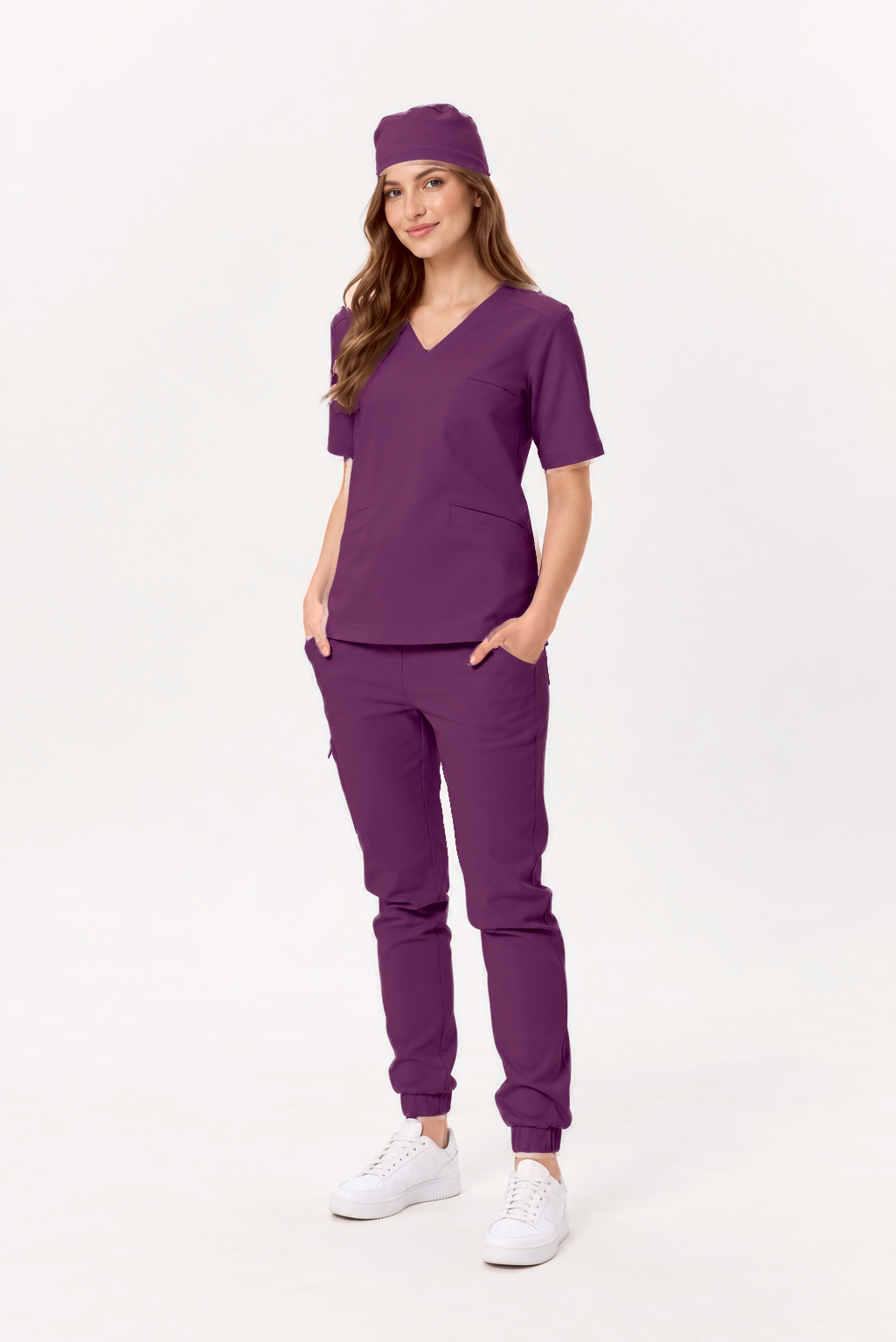 Damen Jogger-Hose Sara, Farbe pflaume, vorne