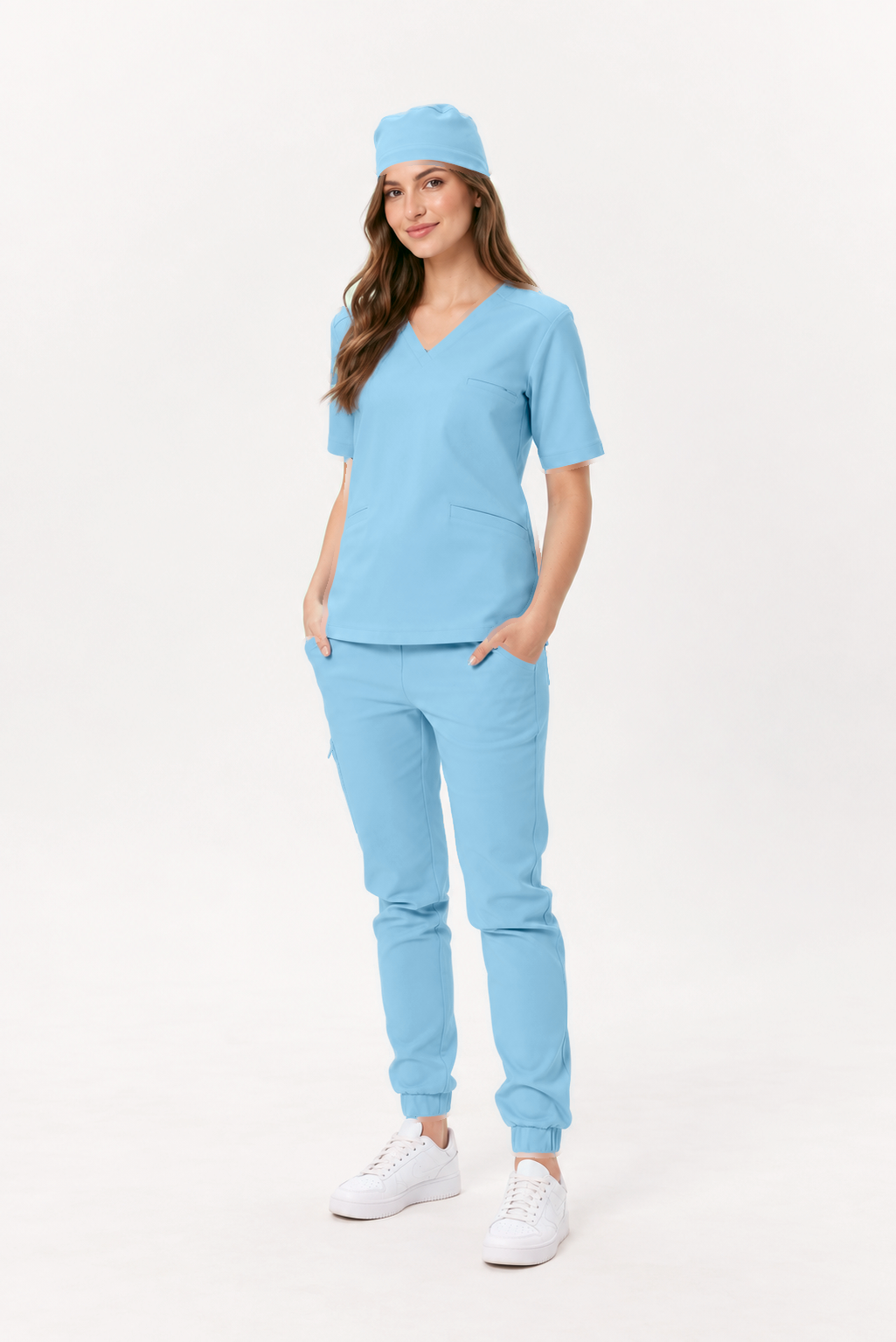 Damen Jogger-Hose Sara, Farbe himmelblau, vorne