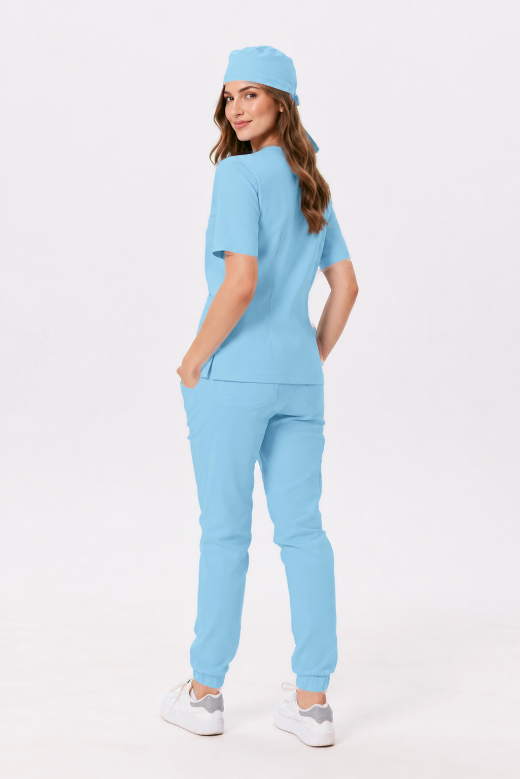Damen Jogger-Hose Sara, Farbe himmelblau, hinten