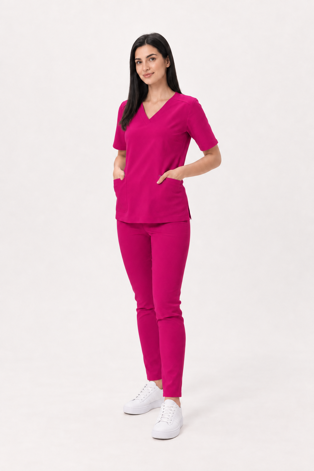 Damen Skinny-Hose Ella, Farbe amarant, vorne
