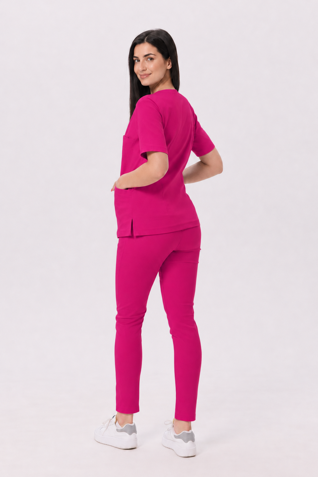 Damen Skinny-Hose Ella, Farbe amarant, hinten