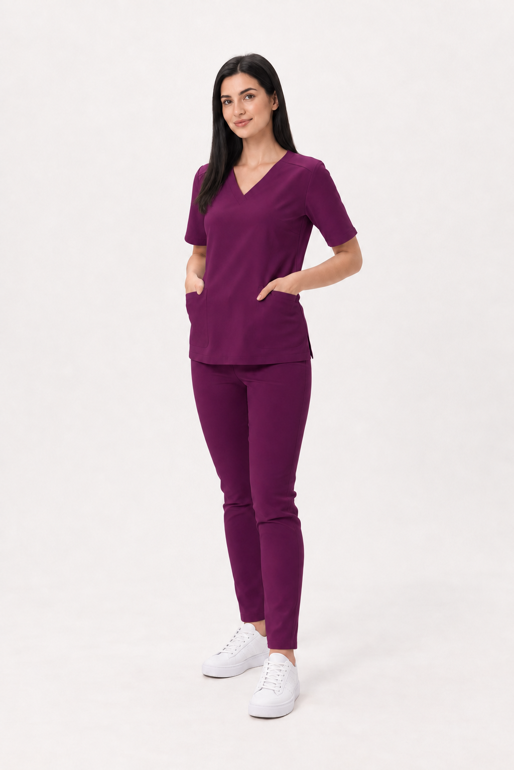 Damen Skinny-Hose Ella, Farbe pflaume, vorne