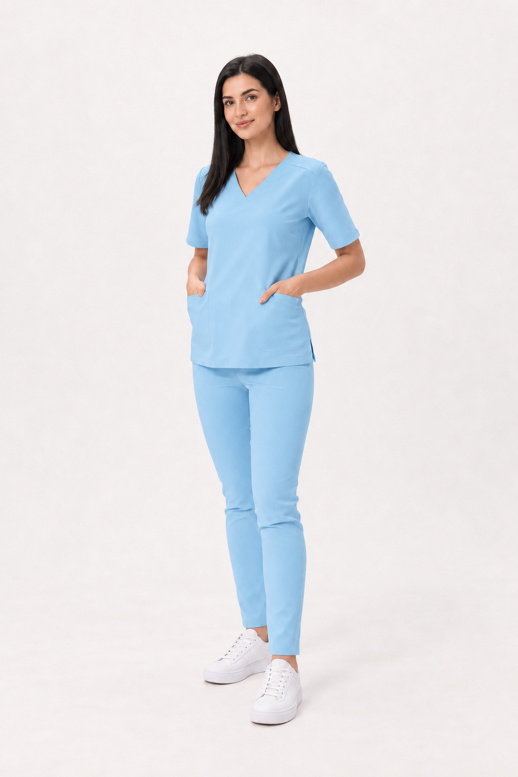 Damen Skinny-Hose Ella, Farbe himmelblau, vorne