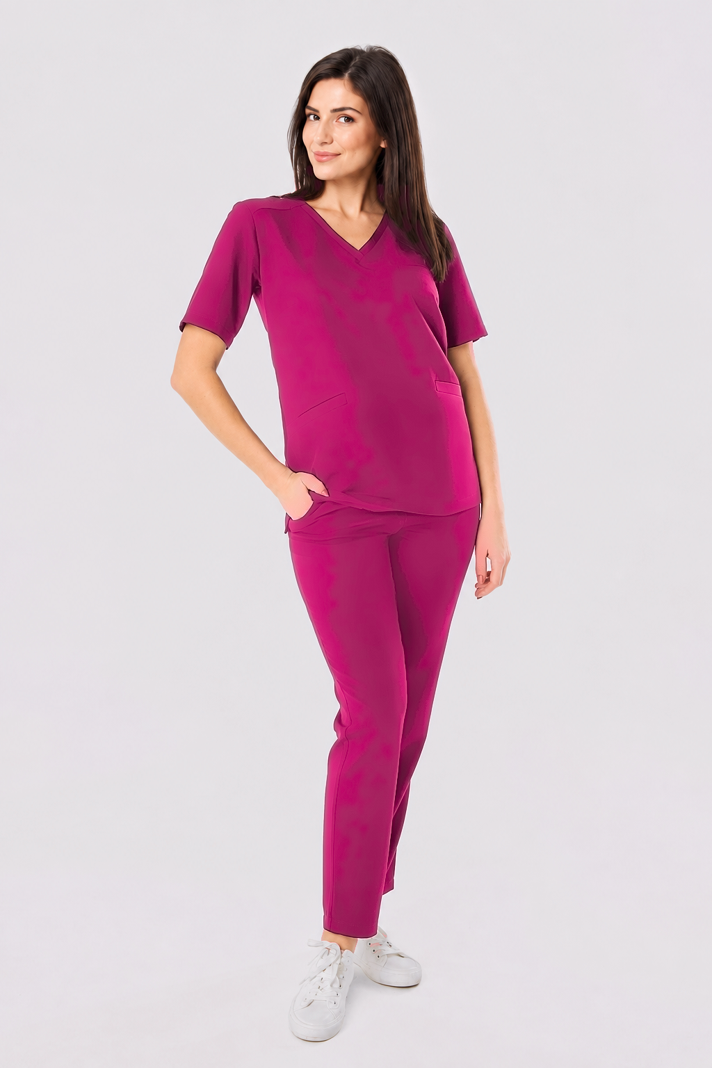 Damen Hose gerades Bein Zara, Farbe amarant, vorne