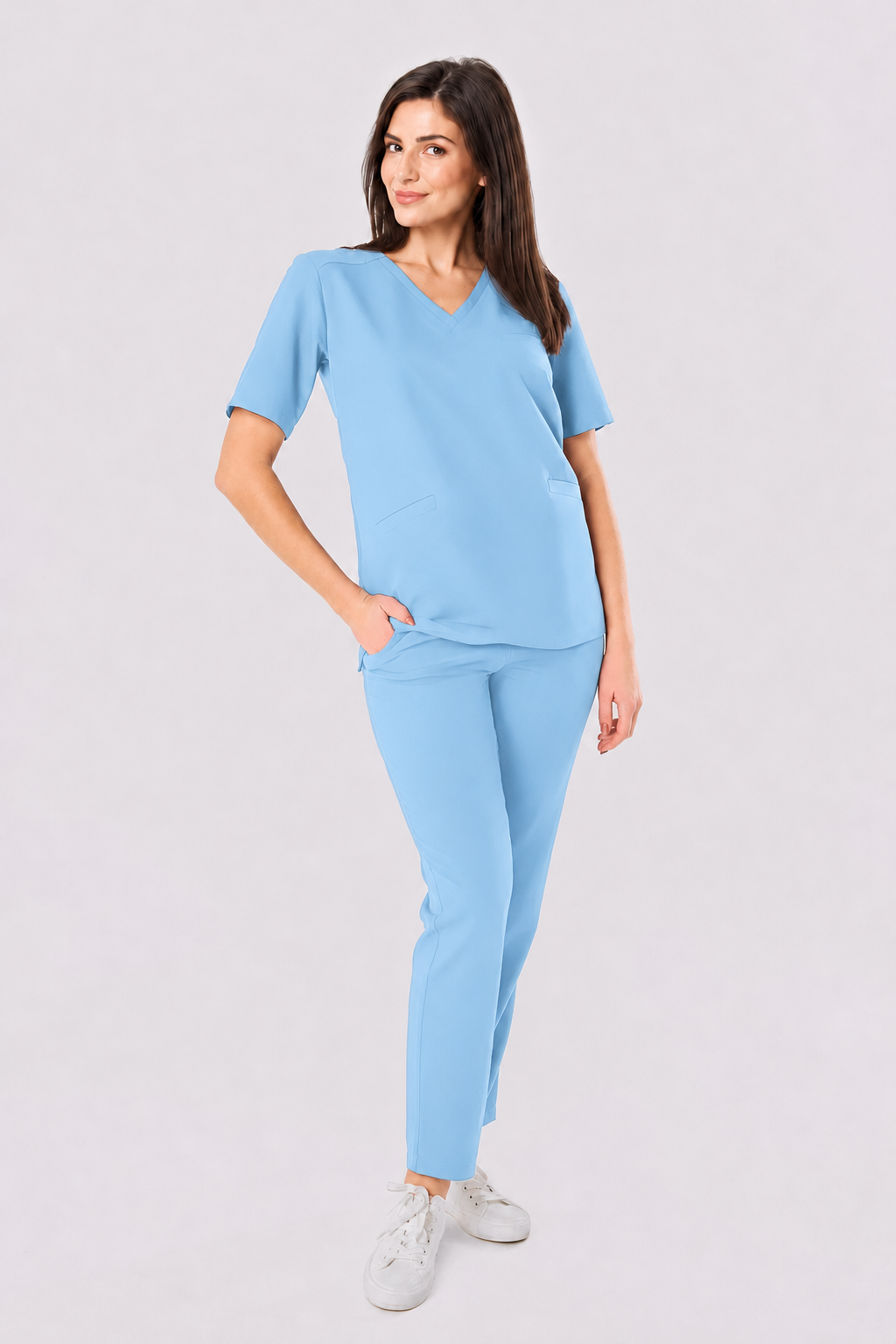 Damen Hose gerades Bein Zara, Farbe himmelblau, vorne