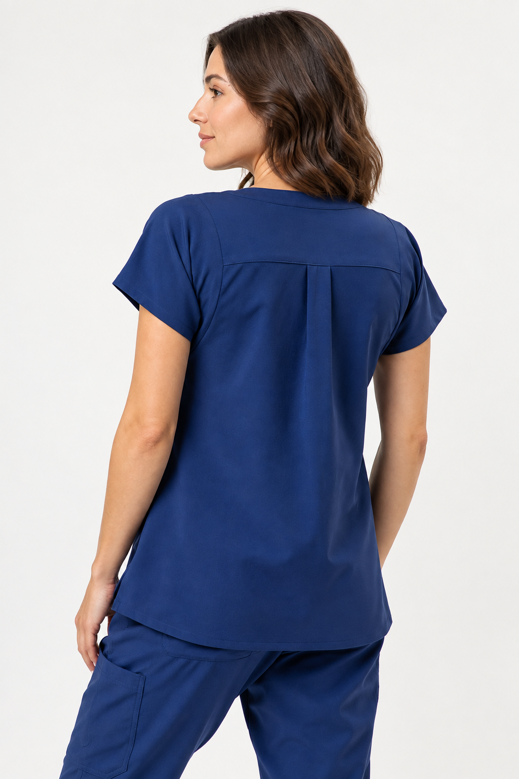 Damen Kasack mit Stehkragen Eva, Farbe kornblumenblau, hinten