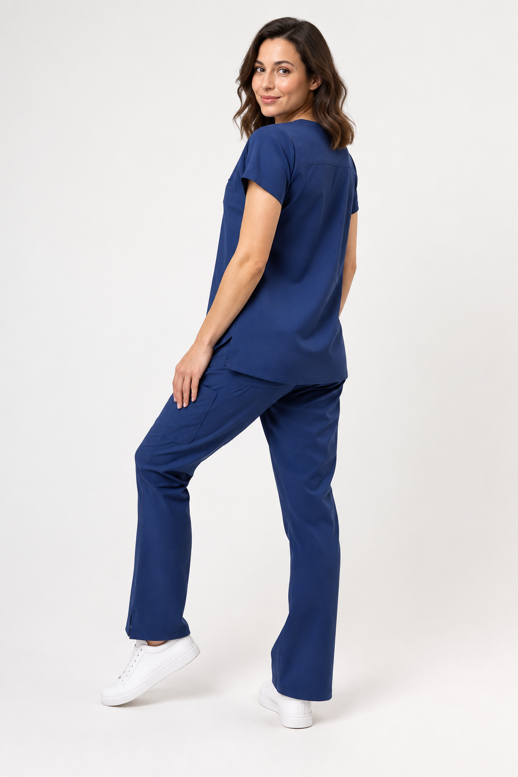 Damen Kasack mit Stehkragen Eva, Farbe kornblumenblau, hinten