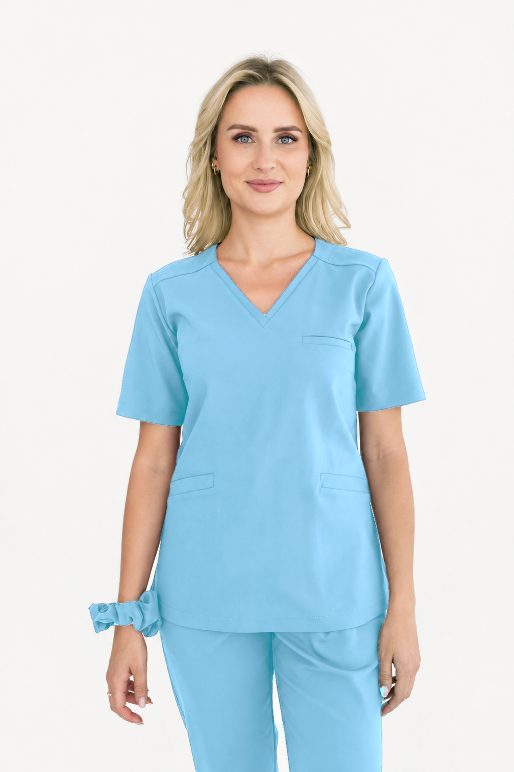 Damen Kasack mit V-Ausschnitt Vera, Farbe himmelblau, vorne