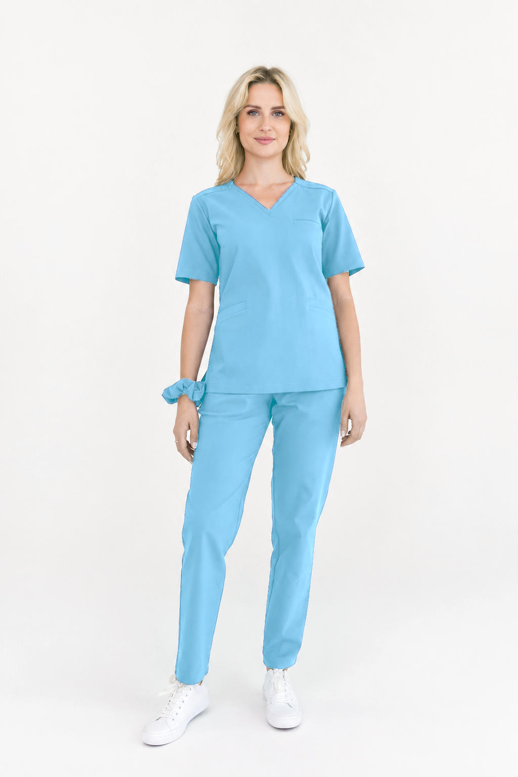 Damen Kasack mit V-Ausschnitt Vera, Farbe himmelblau, vorne