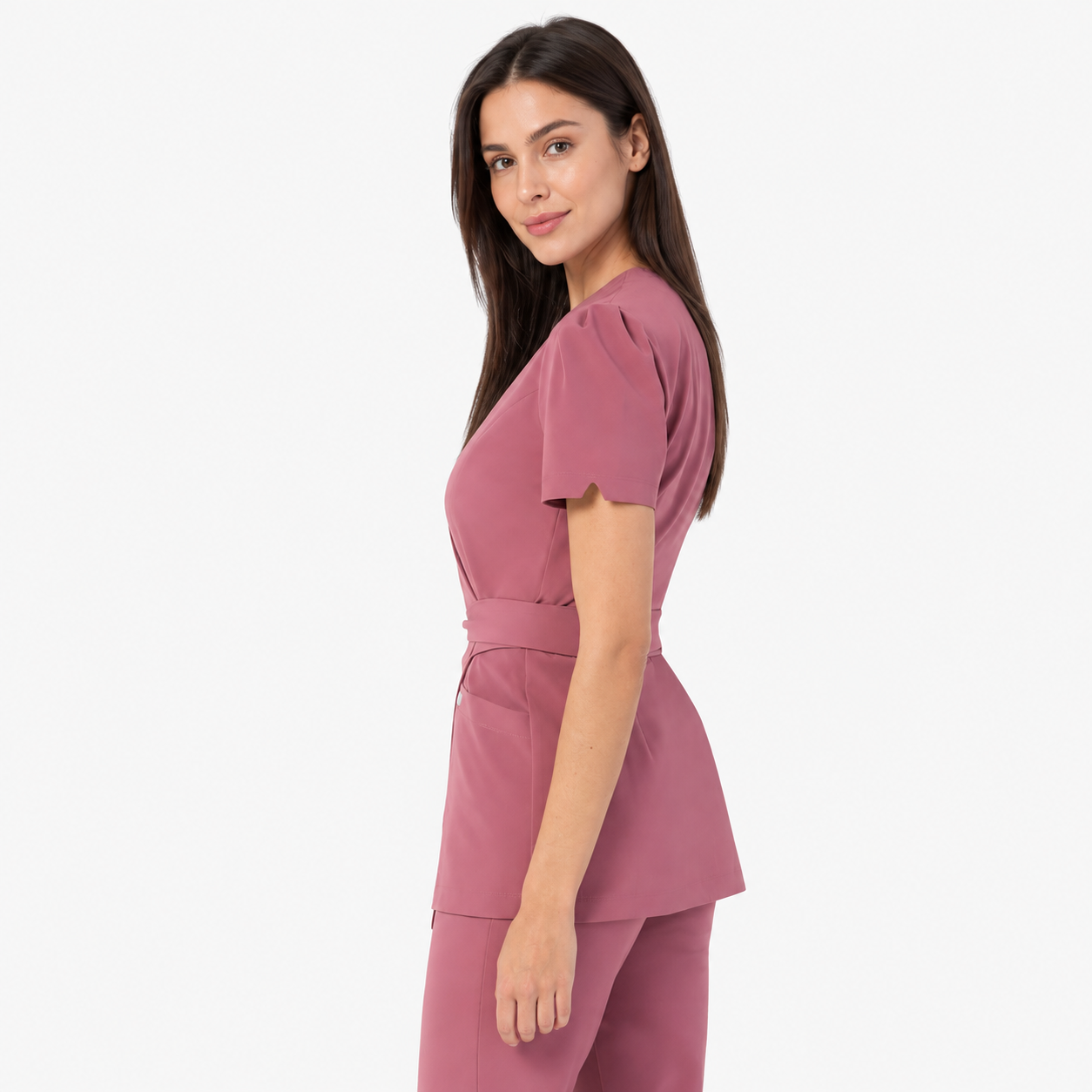 Damen Wickeltunika Cleo, Farbe altrosa, Seite