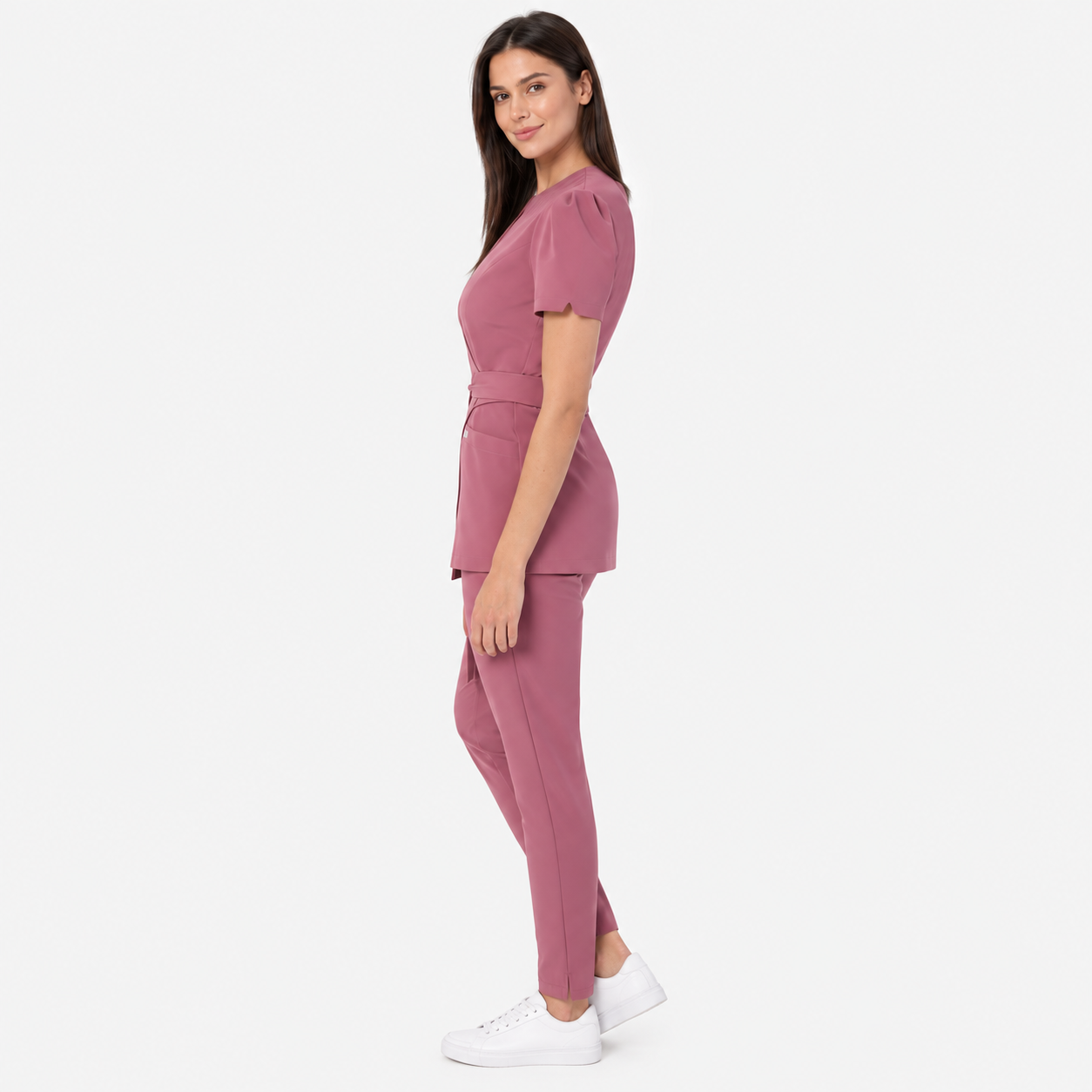 Damen Wickeltunika Cleo, Farbe altrosa, Seite
