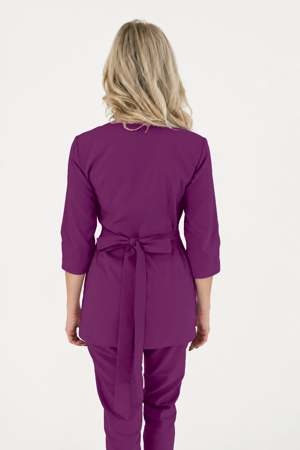 Damen Wickeltunika Ana, Farbe pflaume, hinten