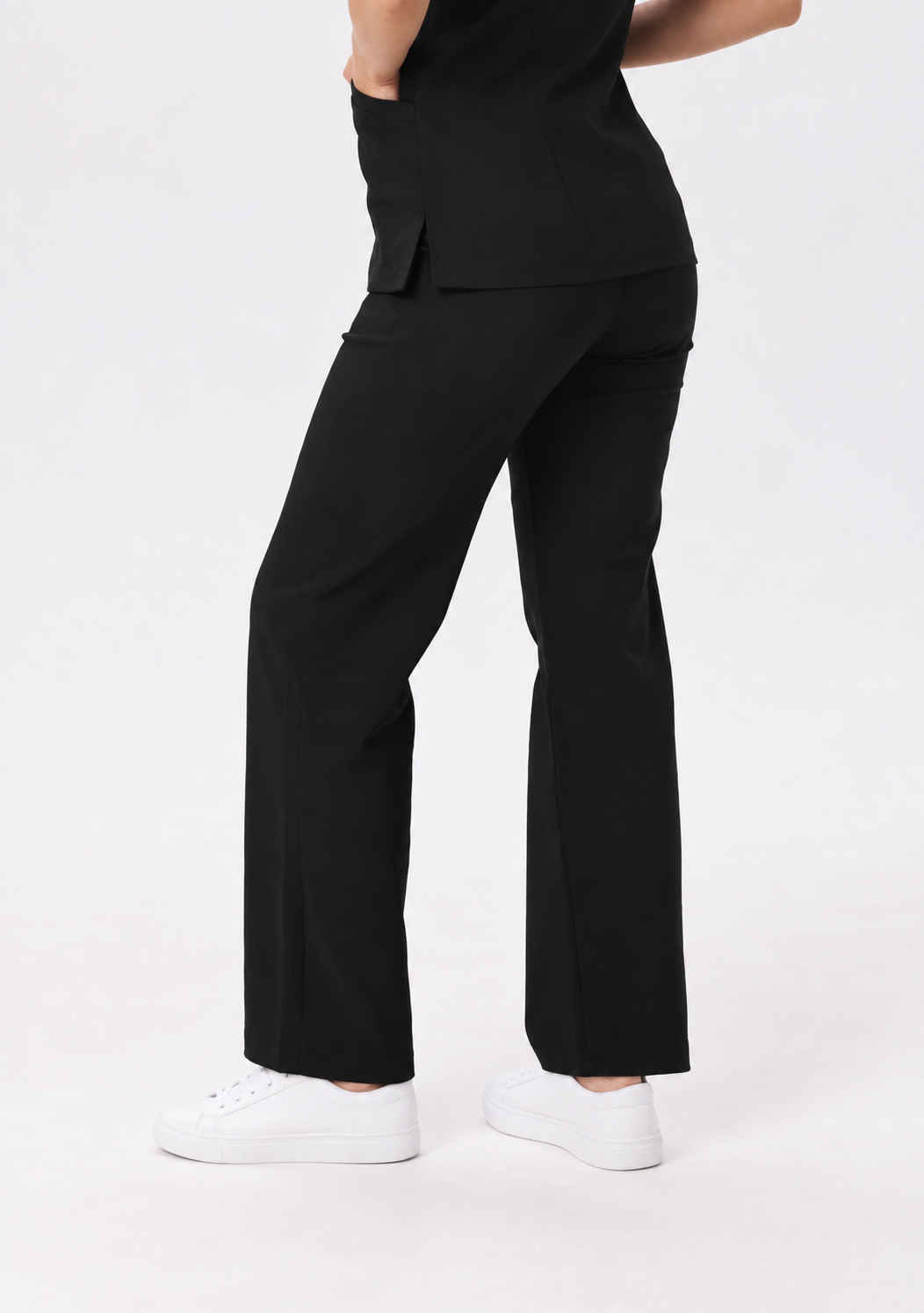Damen Hose weites Bein Kira, Farbe schwarz, Dreiviertelansicht